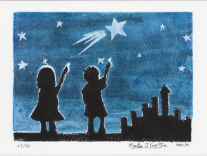 Just a Second night MariaJCuesta. Children’s Books. Art. Illustration.