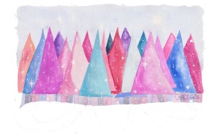 Snow Trees Christmas MariaJCuesta. Children’s Books. Art. Illustration.