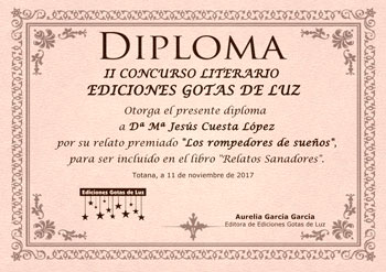 Diploma Maria Jesus Gotas de Luz 2017 Relatos Sanadores